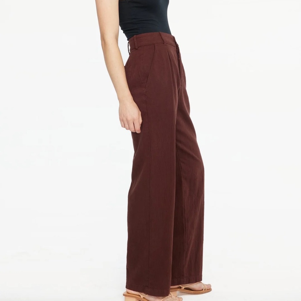 lacausa echo trousers made in usa womens brown pleated cotton blend pants size 2